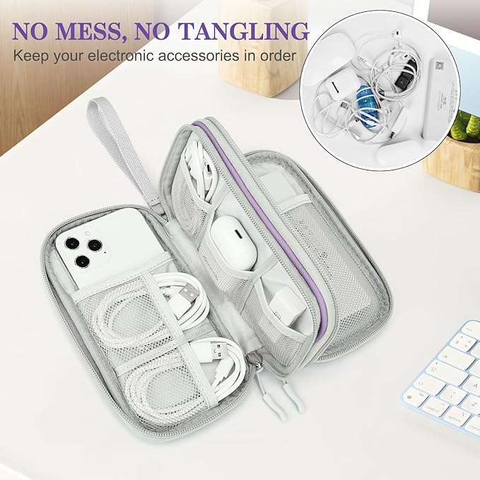 FYY Electronic Organizer, Travel Tech Pouch, Cable Organizer Light Purple