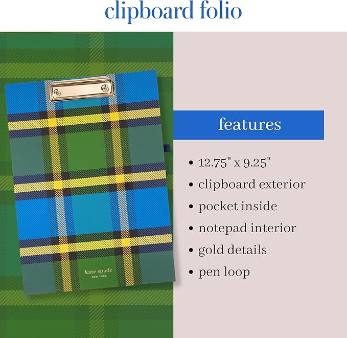 kate spade new york Clipboard Folio, Grand Plaid Duo