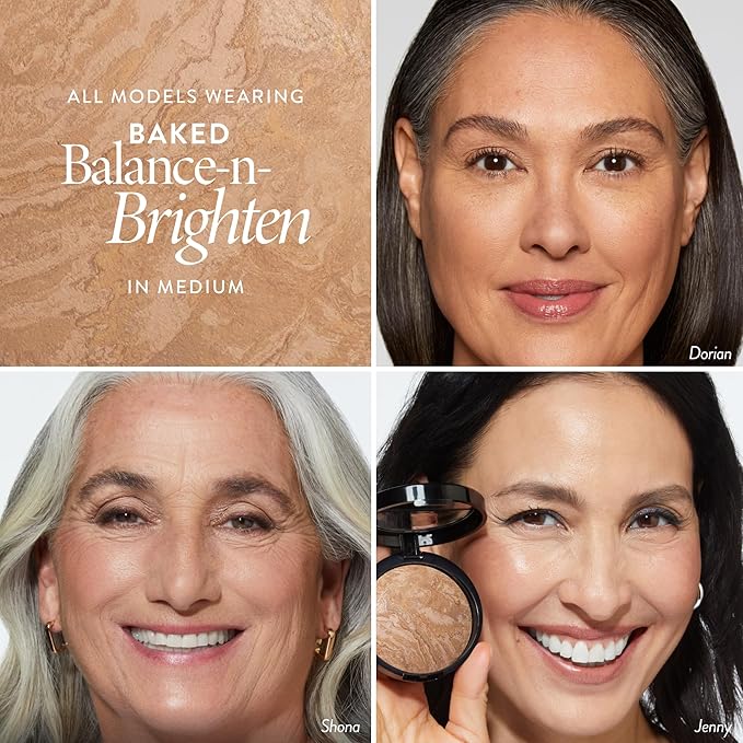 LAURA GELLER NEW YORK Award-Winning Baked Balance-n-Brighten Color Correcting Powder Foundation – Handmade in Italy – Buildable Coverage, Matte Finish – For Mature & Sensitive Skin – 04 Medium