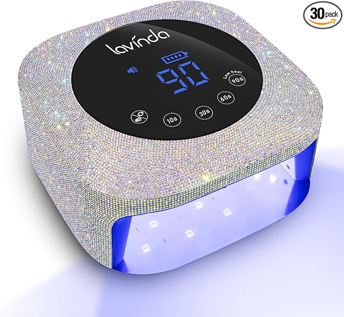 Lavinda 54W Cordless UV LED Nail Lamp for Gel Nails, Sparkle Rhinestone