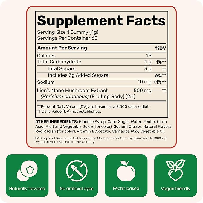 Fungies Lion's Mane Extract Mushroom Gummies | 60 Count