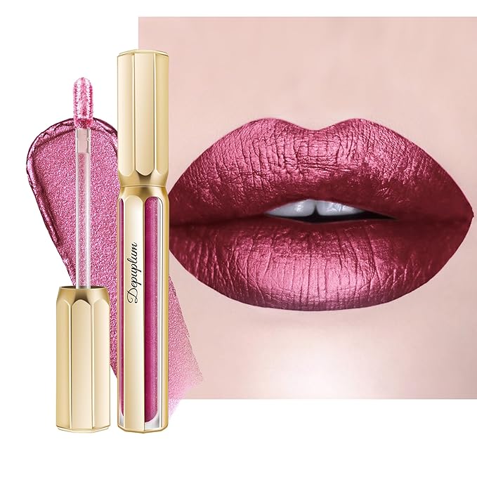 Burgundy Lipsticks for Women Dark Purple Metallic Lipstick Long Lasting