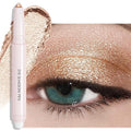 Wugbc Eyeshadow Stick, Sand Shimmer Cream Eyeshadow Long-Lasting Crease-Proof Glitter Eyeliner Pencil High Pigmented Neutral Highlighter Makeup Crayon with Blending Brush & Built-in Sharpener