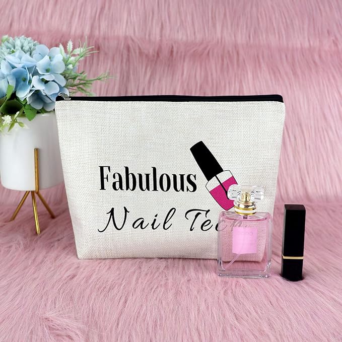 Nail Artist Appreciation Gifts Makeup Bag Nail Technician Gift for Women Graduation Presents Cosmetic Bag Retirement Birthday Presents for Her Women Christmas Thanksgiving Keepsake Travel Pouch