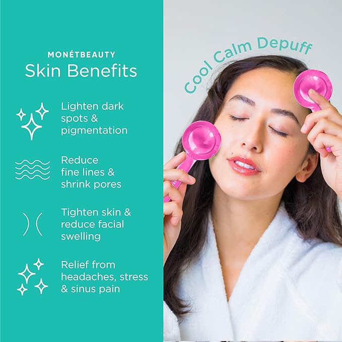 MonétBeauty Tighten Skin, Depuff & Sinus Relief? Try Ice Globes for Face, Freezer Safe Facial Globes for Daily Beauty Routines, Face Roller to Enhance Circulation and Complexion - Pink