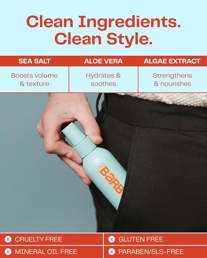 Barb Sea Salt Spray for Hair, Texturizing Beach Wave Spray for Women & Men