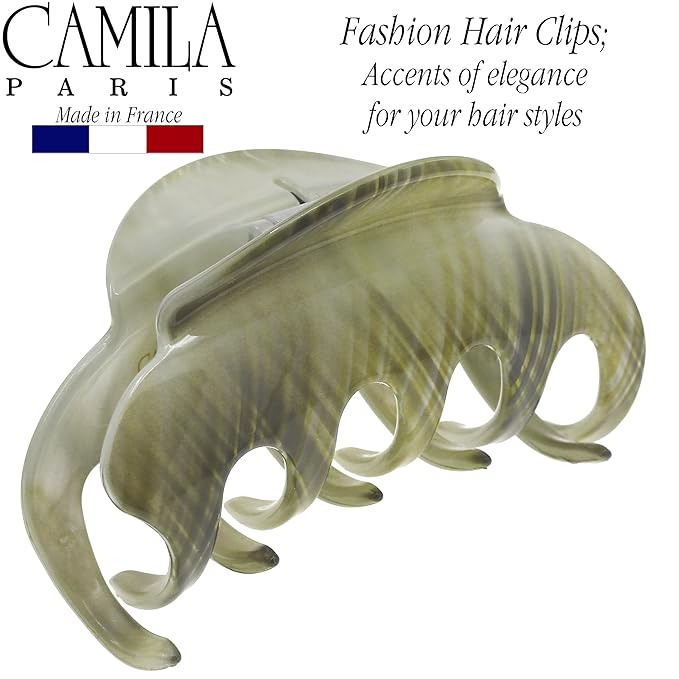 Camila Paris CP3217 French Hair Clips for Women, 3.5" Large Claw Clip Strong Hold All Day, Girl Large Claw Clips for Thick Hair, No Damage No Slip Flat Clip for Women. Made in France