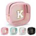 YOOLIFE Mini Initial Makeup Bag | Clear Makeup Bag | Preppy Cosmetic Bags Travel Essentials Gifts for Women Teen Girlfriend Teacher Birthday Clear Toiletry Bag Small Cosmetic Bag for Purse Pink K