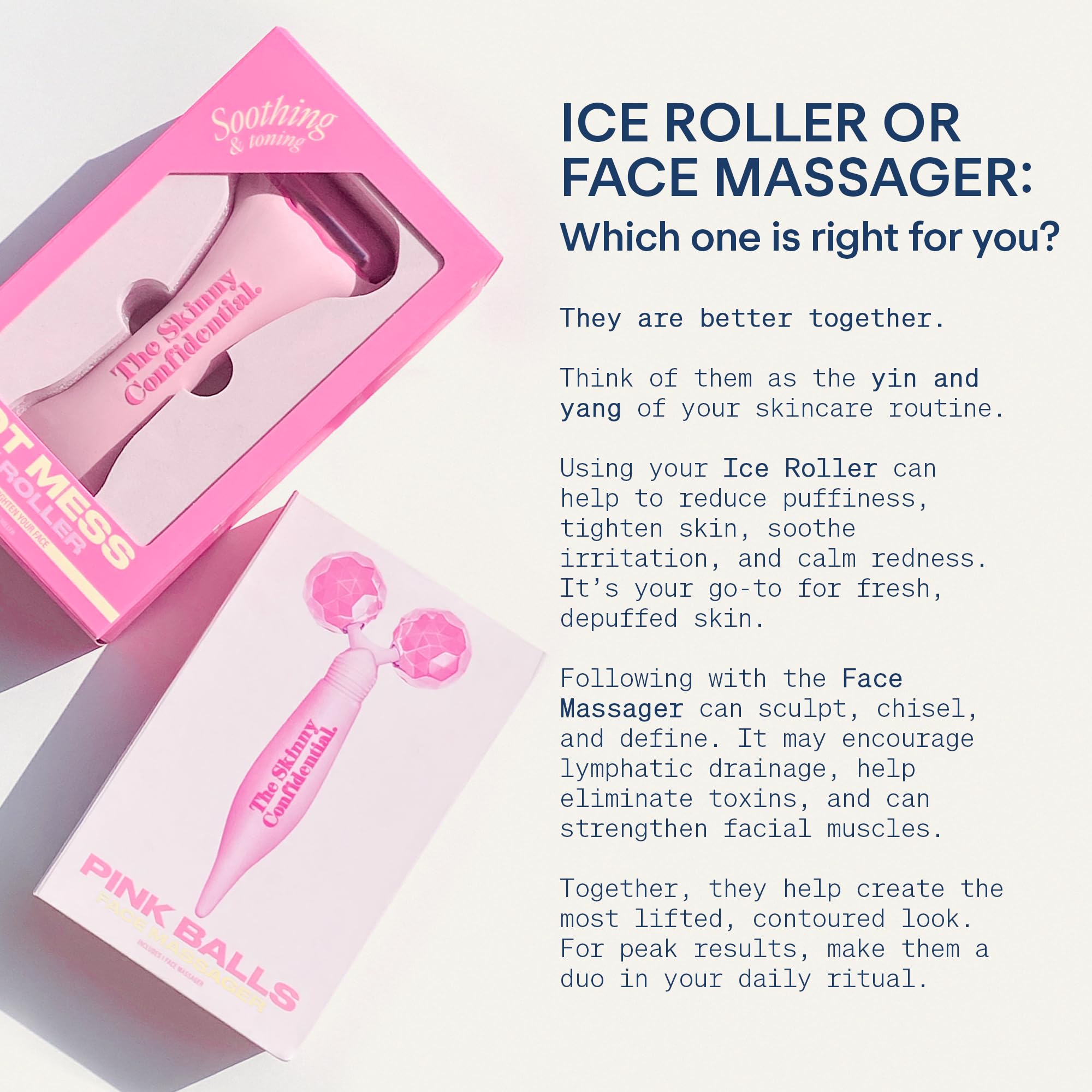 The Skinny Confidential Pink Balls Eye & Facial Roller Massager