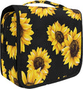 Hanging Travel Toiletry Bag Kit Makeup Case Cosmetics Organizer for Men Women (Black Sunflower)