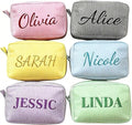 SYSTUTY Personalized Makeup Bag with Embroidered Name,Custom Travel Toiletry Stripe Cosmetic Bag, Wedding Gift for Bridesmaid/Women/Girl