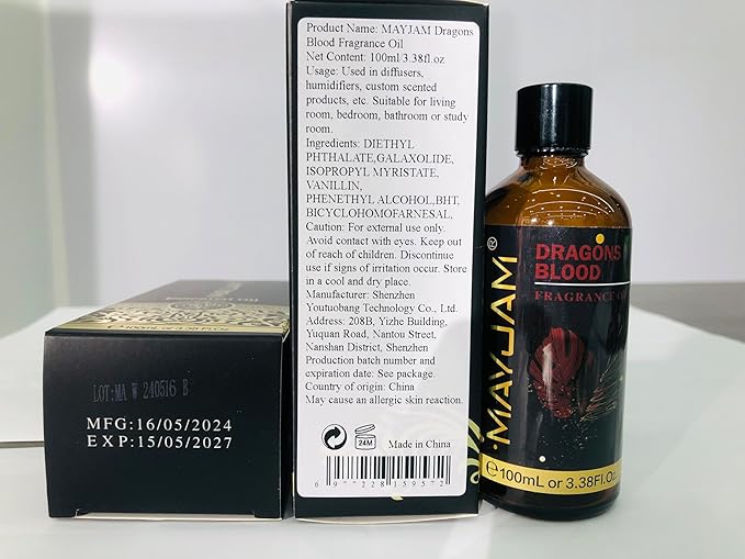 MAYJAM Dragons Blood Fragrance Oil for Diffusers for Home, 100ML/3.38FL.OZ