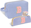 Sernaxi Personalized Initial Makeup Bag Trendy Stuff Corduroy Cosmetic Bag Travel Toiletry Bag, Valentine’s Day Gift Makeup Organizer Case & Makeup Pouch for Women Teen Girls Mom Girlfriend Wife