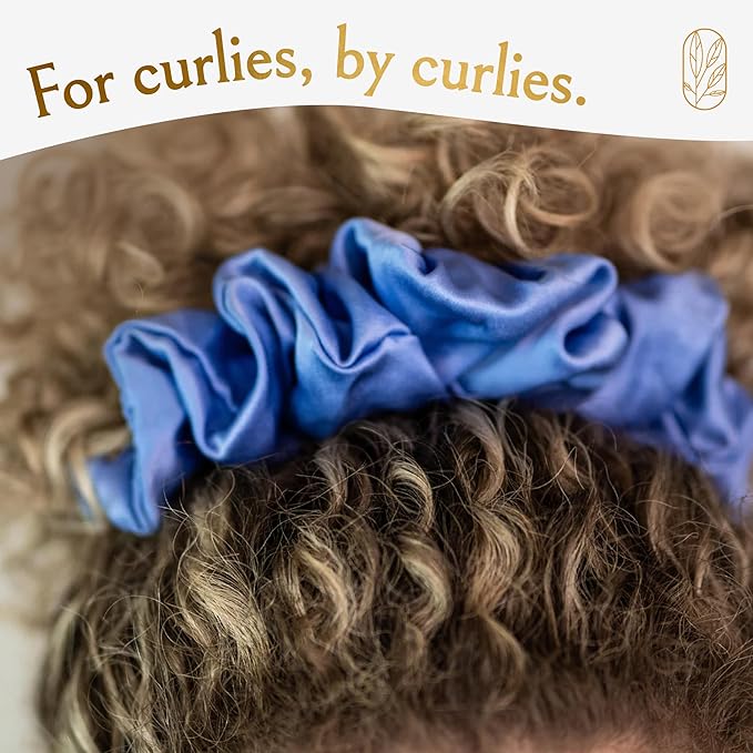 Curlfriend Oversized Mulberry Silk Scrunchies for Women, XL, Cerulean