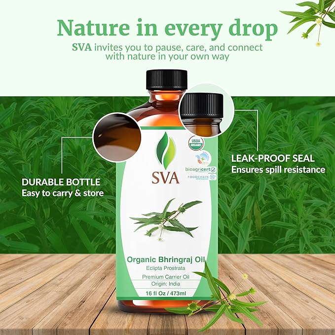 SVA Bhringraj Oil - 16 Fl Oz - for Face, Skin Care, Hair Care, Scalp Massage & Body Massage