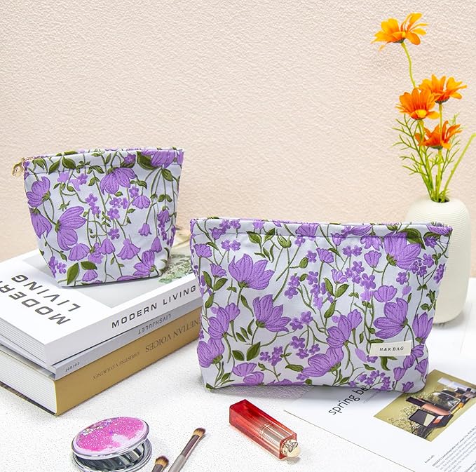 getgto 2 Pcs Makeup Bags, Large Cosmetic Bag Travel Toiletry Bag