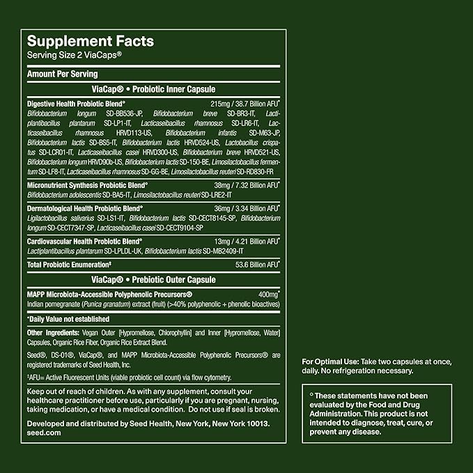 Seed DS-01 Daily Synbiotic - Prebiotic and Probiotic for Women & Men - Digestive Health, Gut Health, Immune Support, Bloating & Constipation Relief - Vegan & Shelf-Stable - 30-Day Starter (60ct)