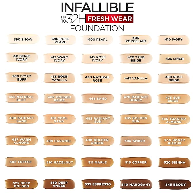 L'Oreal Paris Makeup Infallible Up to 32 Hour Fresh Wear Lightweight Foundation, 530 Deep Amber, 1 Fl Oz, Packaging May Vary