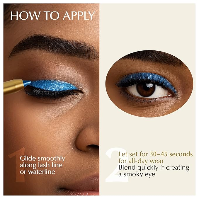 EPILYNX Waterproof Eyeliner Pencil, Smudge-Proof Vegan, Royal Blue Shimmer