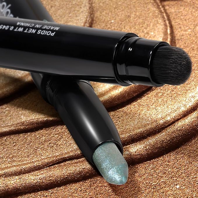 Color Mirror Cream Waterproof Hypoallergenic Eyeshadow Stick, long wear Metallic Glitter Matte Eye Shadow Pencil With Makeup Brush, Eye Brightener, 58 Avocado Metallic