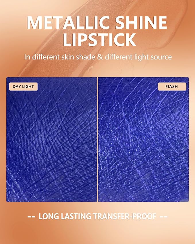 MAKI YIKA Blue Lipstick for Women Glitter Lipsticks Long Lasting Lipstick