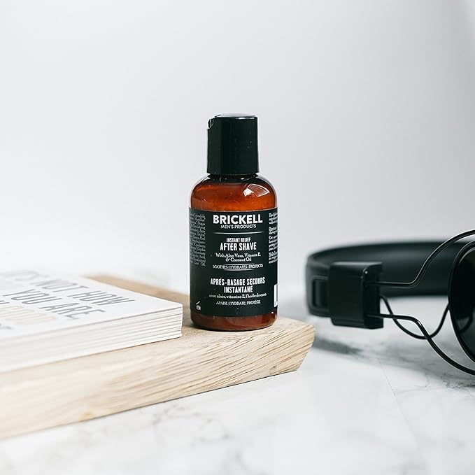 Brickell Men's Instant Relief Aftershave for Men, Soothing After Shave Balm to Prevent Razor Burn, With Aloe, Vitamin E, and Hyaluronic Acid, 2 Ounce, Unscented