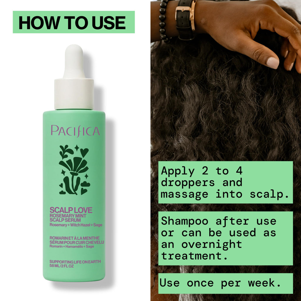 Pacifica Scalp Love Rosemary Mint Serum - Dry, Flaky, and Itchy Scalp Serum, Hydrating, Moisturizing, and Calming Treatment Formulated with Witch Hazel, Vegan and Cruelty-Free - 2 Fl Oz