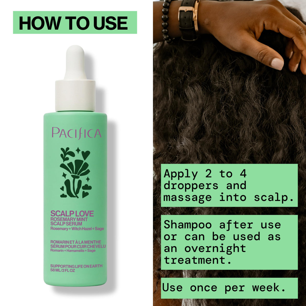 Pacifica Scalp Love Rosemary Mint Serum - Dry, Flaky, and Itchy Scalp Serum, Hydrating, Moisturizing, and Calming Treatment Formulated with Witch Hazel, Vegan and Cruelty-Free - 2 Fl Oz