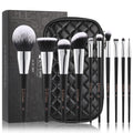 DUcare Travel Makeup Brushes with Bag 10Pcs Makeup Brush set Premium Synthetic Kabuki Foundation Blending Brush Face Powder Blush Concealers Eye Shadows
