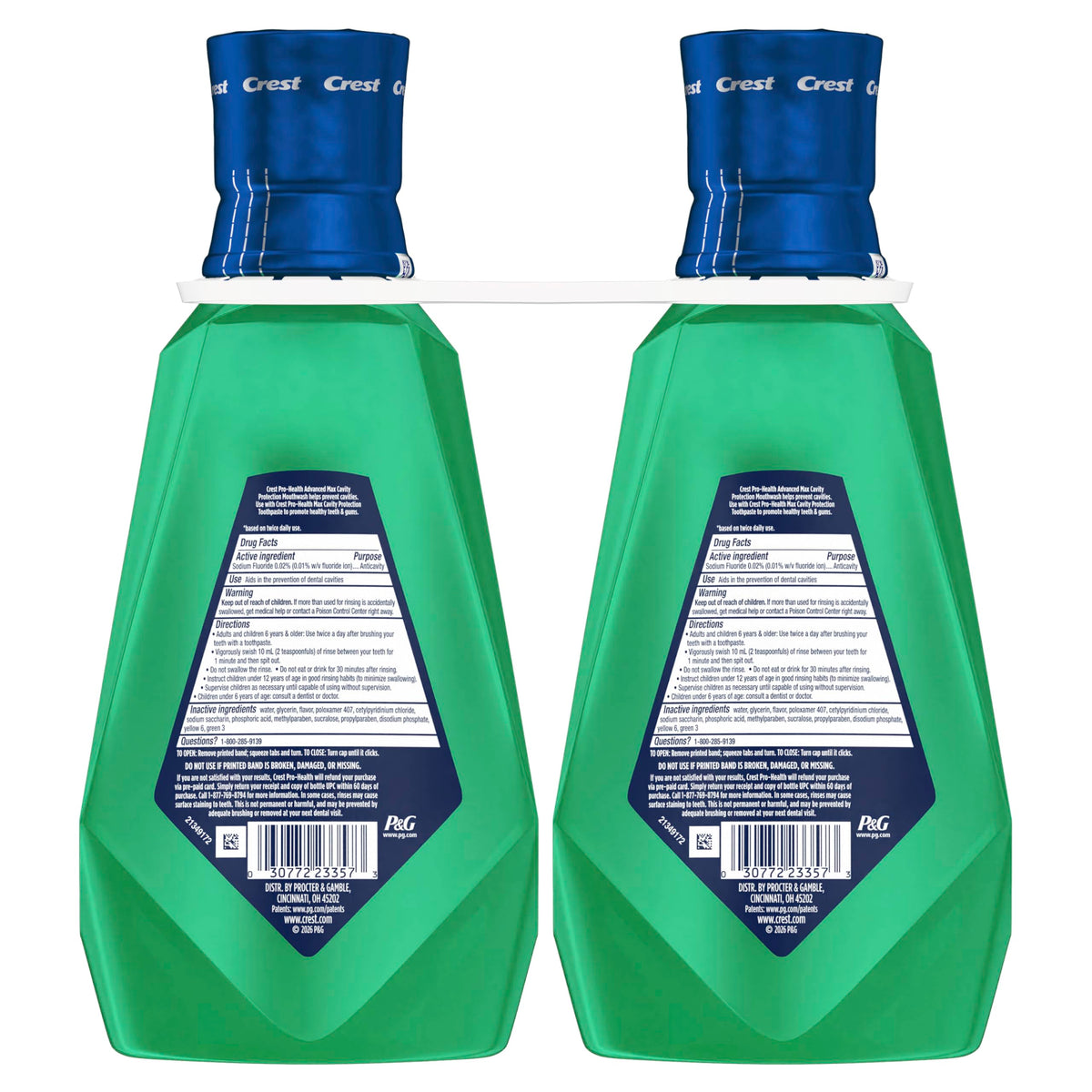 Pro-Health Advanced Maximum Cavity Protection Mouthwash - Alcohol-Free -Mild Mint - 2x1L