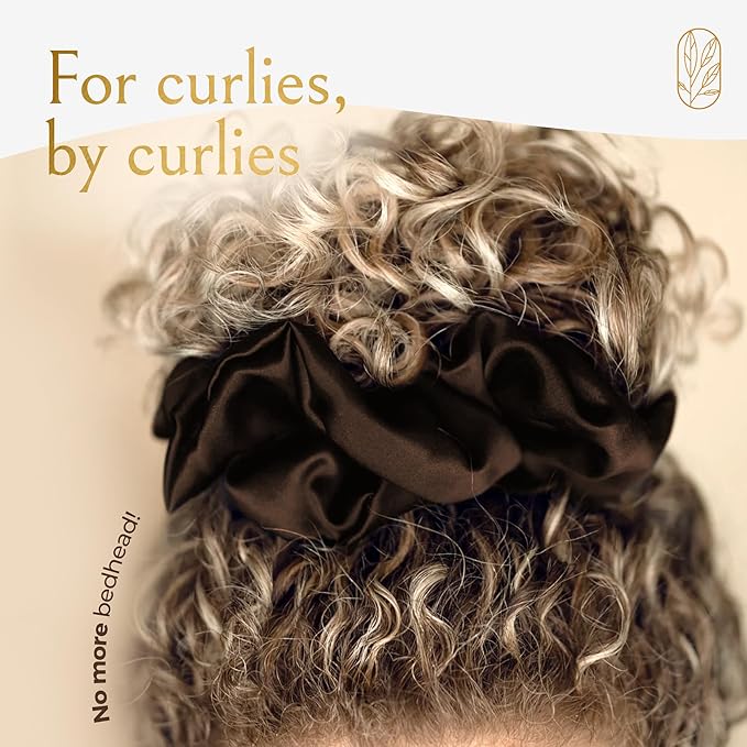 Curlfriend Oversized Mulberry Silk Scrunchies for Women, XL, Espresso