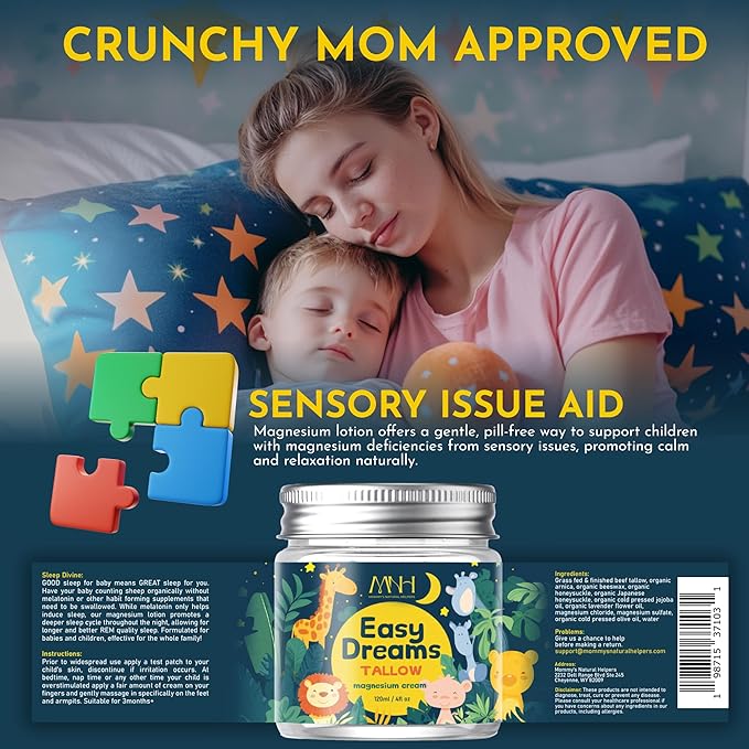 Magnesium Lotion for Kids, Tallow Based Magnesium Lotion for Sleep, US Made