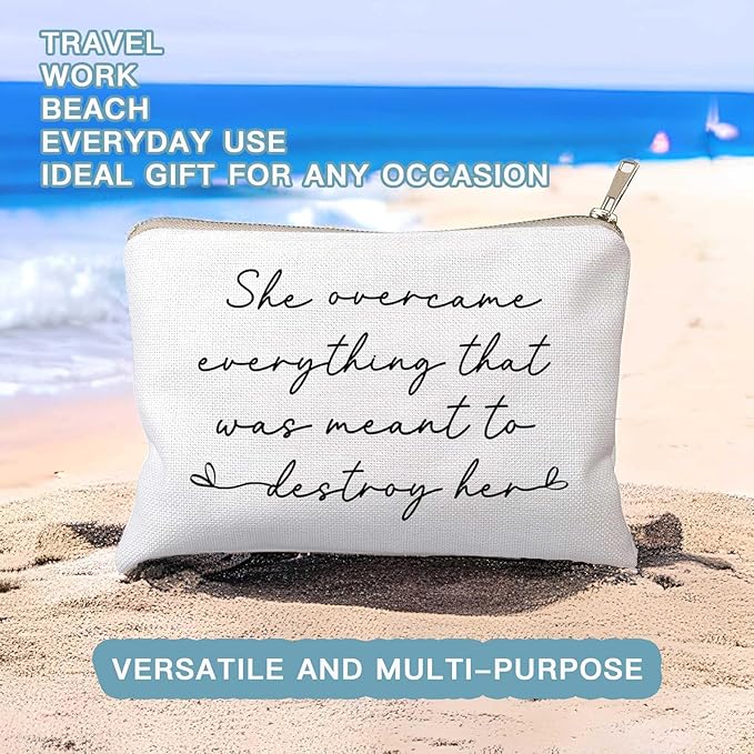 HubbgDesign She Over Came Everything That Was Sent To Destroy Her Makeup Bag Women Empowerment Gift To Girl Boss Strong Women Female Empowerment Gift