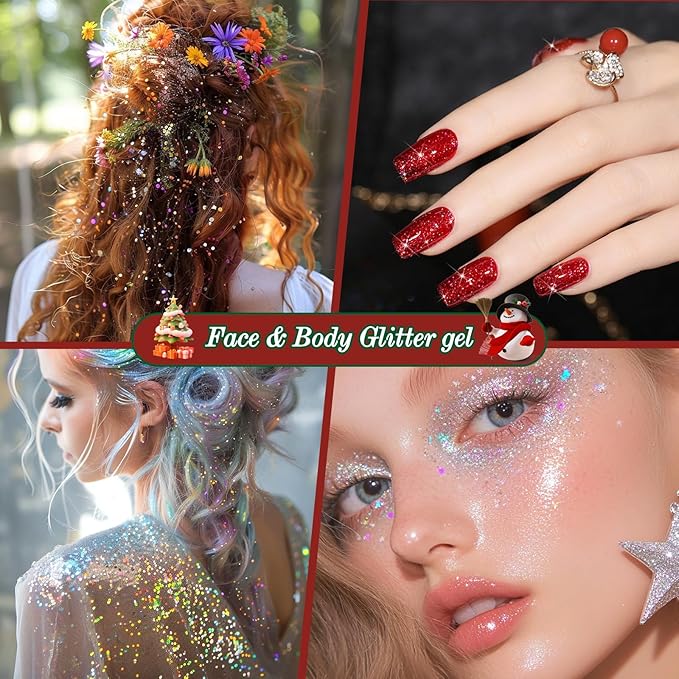 14 Colors Body Glitter,Face Glitter Makeup for Kids Women,Sparkly Chunky Hair Glitter for Eye Lip Nails,Mardi Gras Glitter Makeup Face Paint,Singer Concerts Disco Rave Festival Accessories