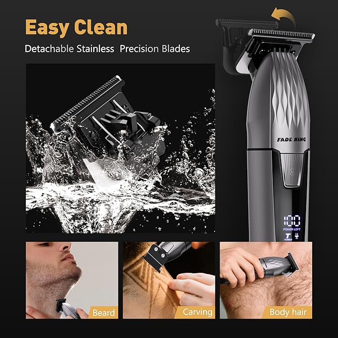 FADEKING® Professional Hair Clippers for Men, Cordless Beard Trimmer Kit for Hair Cutting & Grooming, Zero-Gap Barber Clippers Set, Ideal Mens Grooming Gift for Father’s Day/Birthday