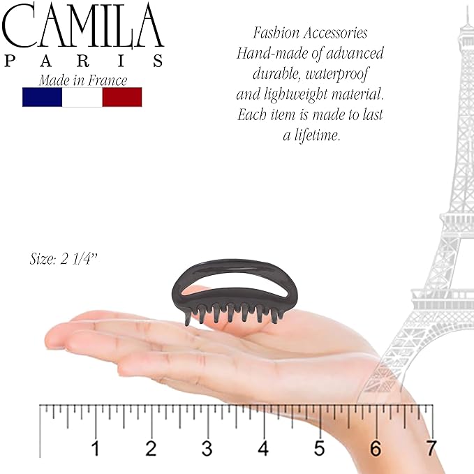 Camila Paris CP3080 French Hair Clip for Women, Small Gray, Girls Hair Claw Clips Jaw Fashion Durable Styling Hair Accessories for Women, Strong Hold No Slip Grip, Made in France