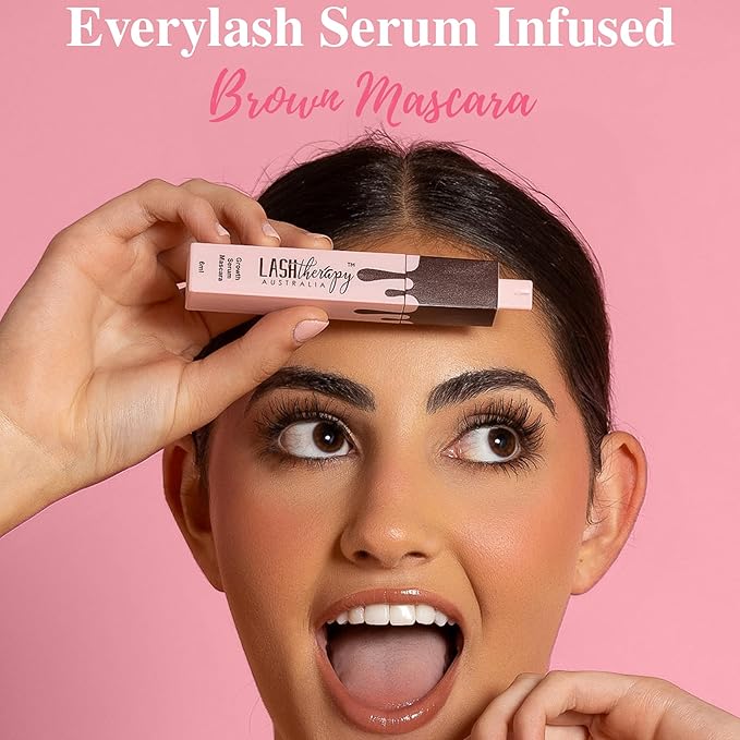 Lash Therapy Australia Everylash Growth Serum Infused Mascara | Brown | 0.20 fl oz / 6ml | Adjustable & Durable Silicone Wand for Longer, Fuller-Looking Lashes