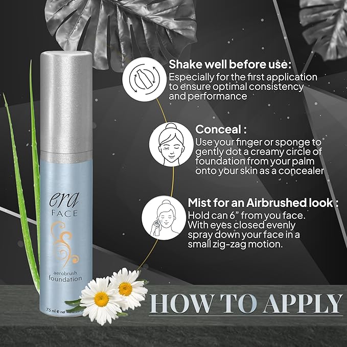 Era Beauty Face Spray Makeup (R6 Ginger, 2.25 oz) - Airbrush Foundation, Everyday, Buildable, Professional Spray on Cosmetics