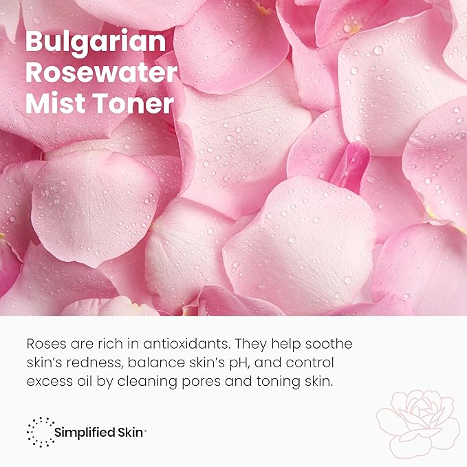 Simplified Skin Rose Water Spray for Face & Hair, Rosewater Mist Toner