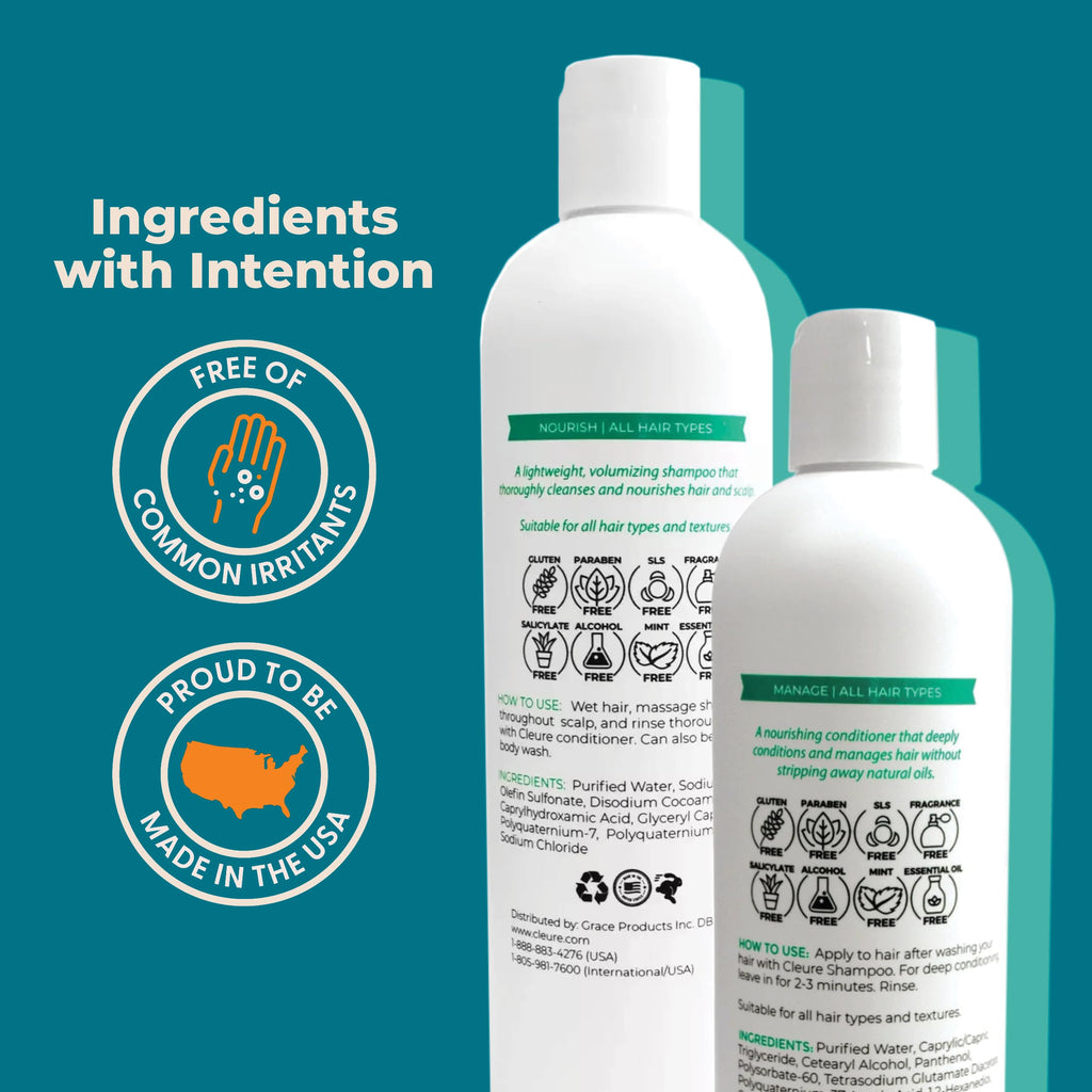Cleure Volumizing Shampoo & Conditioner Set, Sulfate Free (12 oz Each)