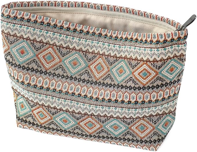 BBORGDC Stylish Jacquard Makeup Bag - Large Capacity Cosmetic Pouch & Travel Toiletry Organizer with Zipper, Perfect for Daily Use & Gifts