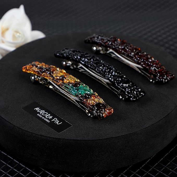 Hair Barrettes for Women, 3 Pack Tortoise Shell Hair Clips for Thick Hair