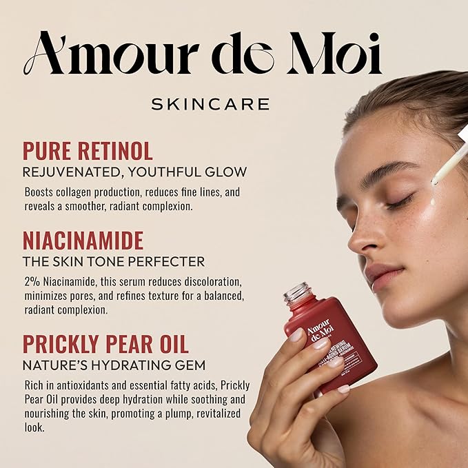 ADM Anti Aging Pure Retinol Serum For Face with Niacinamide - Resurfacing, softer, smoother-looking skin - Moisturizing Facial Skincare for Sensitive Skin - 1oz