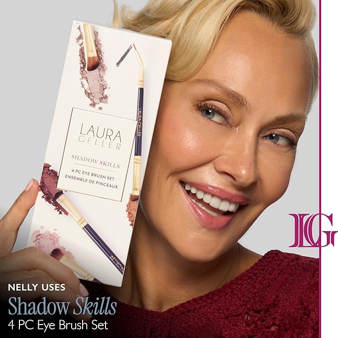 LAURA GELLER NEW YORK Cosmetic Professional Makeup Brushes - Cruelty-Free - 18 Shadow Skills Eyeshadow Brushes (4 Pack)