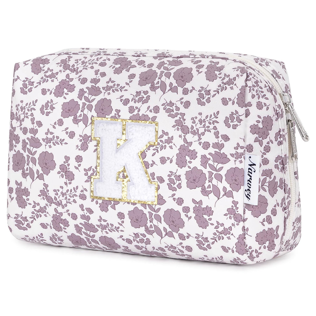 Narwey Initial Makeup Bag, Birthday Gifts for Teen Girls kids Tween Women
