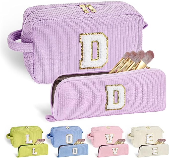YOOLIFE Gifts for Women - Letter Makeup Bag Make Up Bag for Teen Girls Birthday Gifts for Women Friend Mom Girlfriend Wife Sister Gifts Teacher Appreciation Gifts Christmas Gifts for Women Letter D