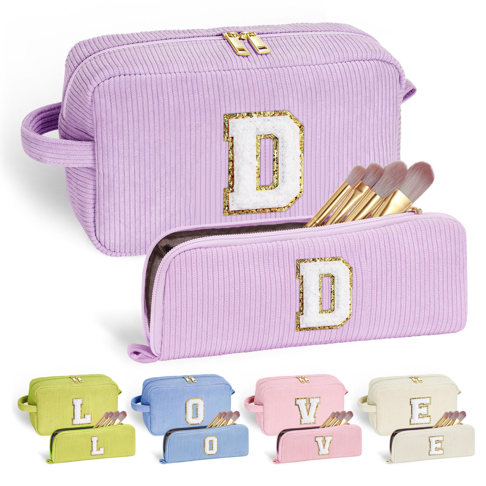 YOOLIFE Gifts for Women - Letter Makeup Bag Make Up Bag for Teen Girls Birthday Gifts for Women Friend Mom Girlfriend Wife Sister Gifts Teacher Appreciation Gifts Christmas Gifts for Women Letter D