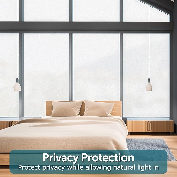 HIDBEA Frosted Window Privacy Film, Non Adhesive, 55.1 x 393.7 Inch