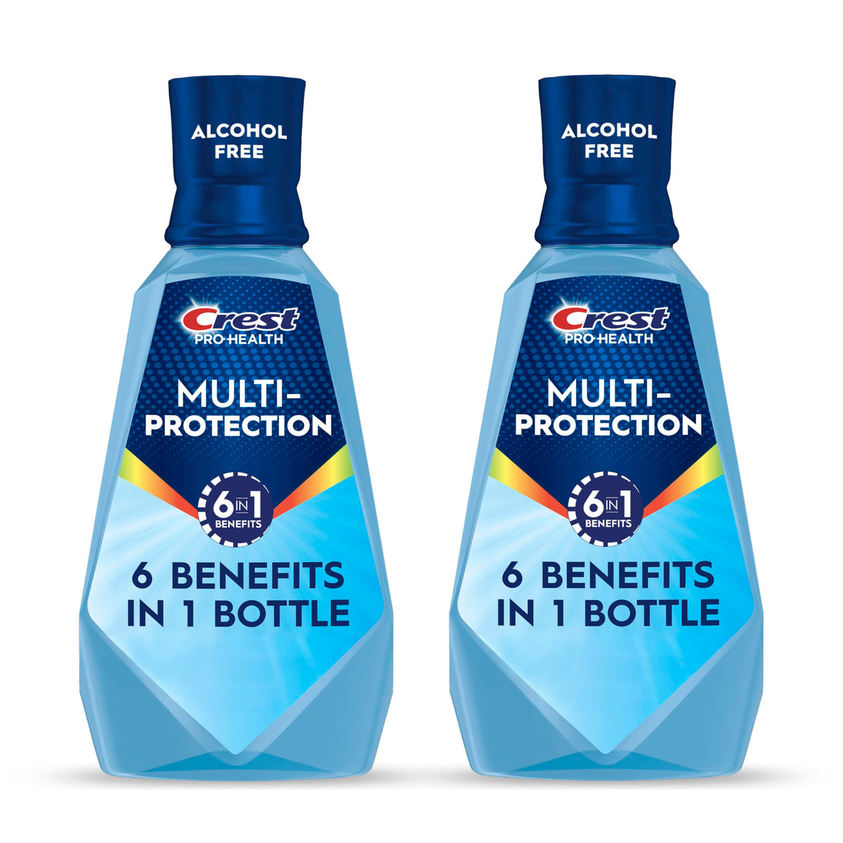 Crest Mouthwash Pro Health Multi-Protection, 1L, 2 Pack, 6-in-1 Benefits, Alcohol Free, Enamel Repair, Breath Freshener, Anti Cavity, Fluoride mouthwash, Bad Breath Treatment for Adults, Contains CPC