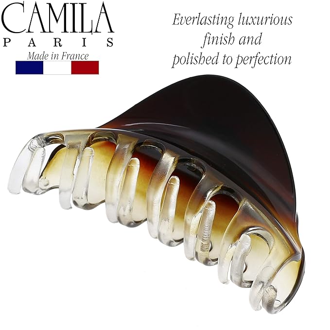 Camila Paris CP2379 French Hair Clips for Women, 3.75" Large Claw Clip Strong Hold All Day, Girl Large Claw Clips for Thick Hair, No Damage No Slip Flat Clip for Women. Made in France